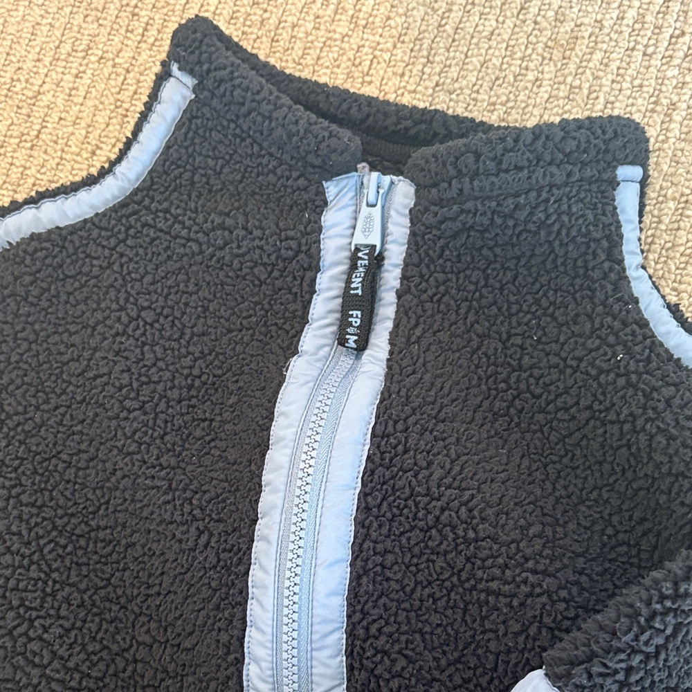 Free People Black and Gray Sherpa Vest
